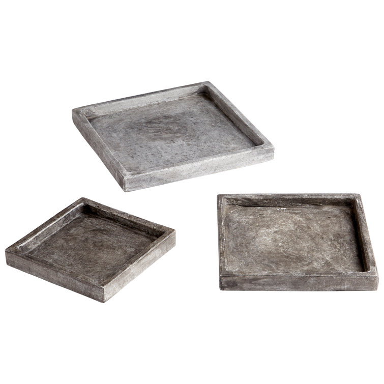 Gray Marble 10" Square Contemporary Tray