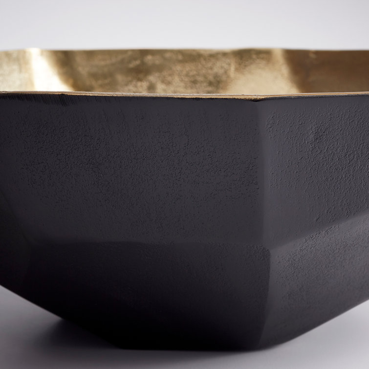 Radia 12" Black and Gold Aluminum Decorative Bowl
