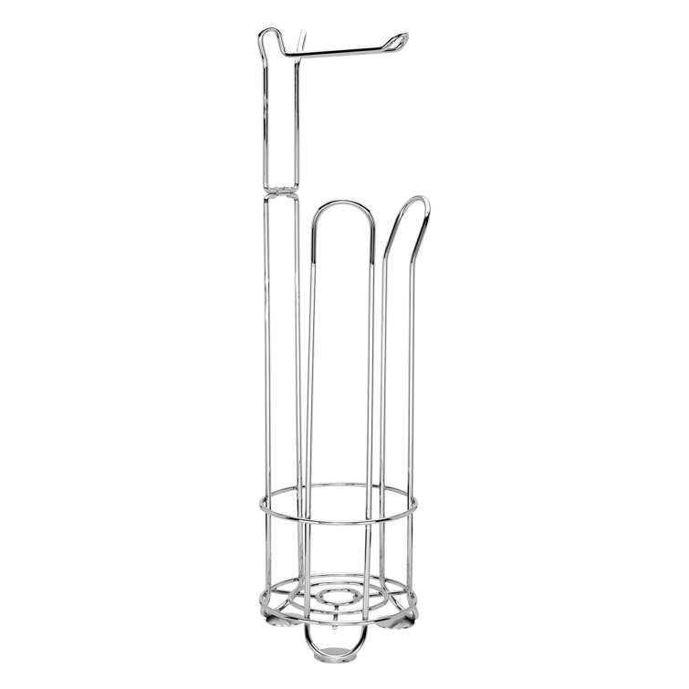 Chrome Free Standing Toilet Paper Holder with Storage