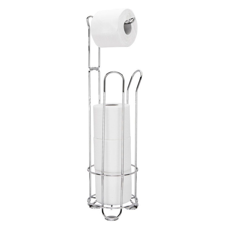 Chrome Free Standing Toilet Paper Holder with Storage