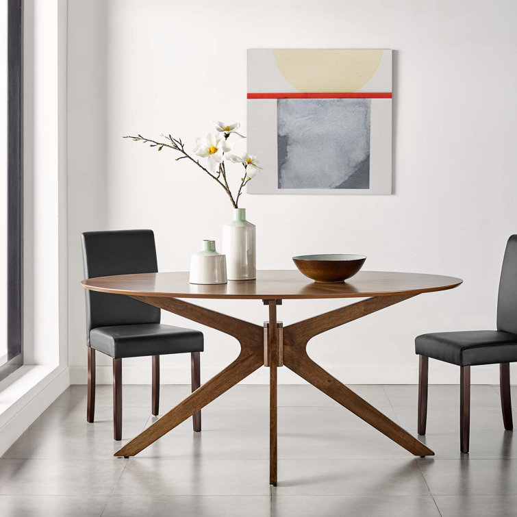 Crossroads 71" Oval Walnut Wood Mid-century Modern Dining Table