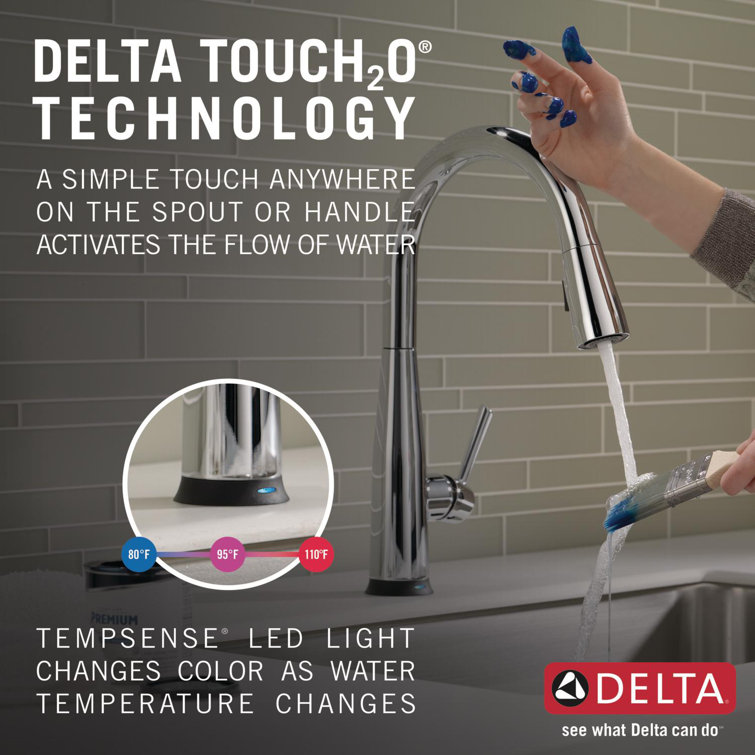 Chrome Transitional Pull-Down Kitchen Faucet with Touch Technology