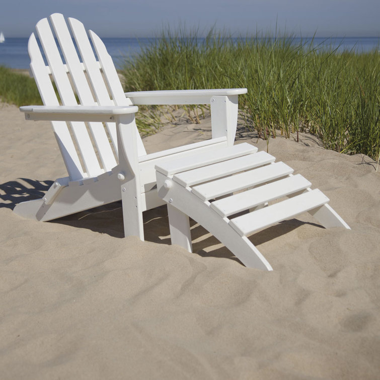 White HDPE Classic Adirondack Chair with Ottoman