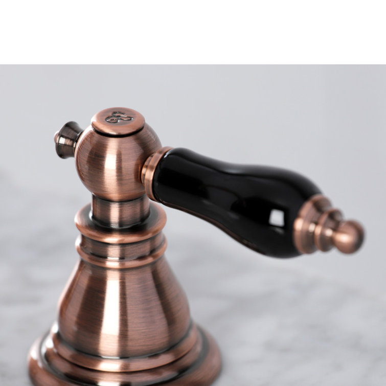 Duchess Antique Copper Widespread Bathroom Faucet with Porcelain Handles