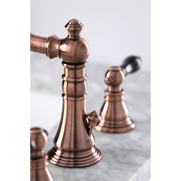 Duchess Antique Copper Widespread Bathroom Faucet with Porcelain Handles