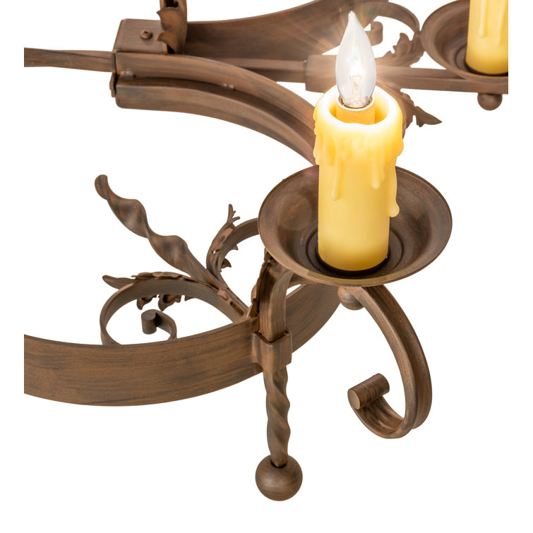 Rustic Iron 8-Light Chandelier with Faux Candlelights