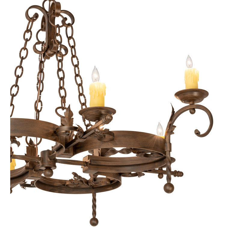 Rustic Iron 8-Light Chandelier with Faux Candlelights