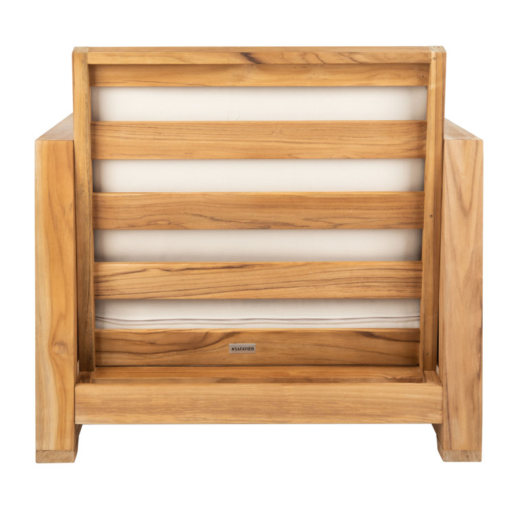 Guadeloupe Natural Teak Outdoor Club Chair with White Cushions