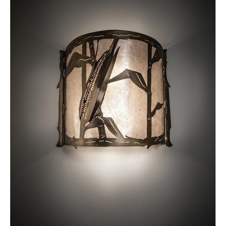 Antique Copper Dual-Light Corn Embossed Sconce
