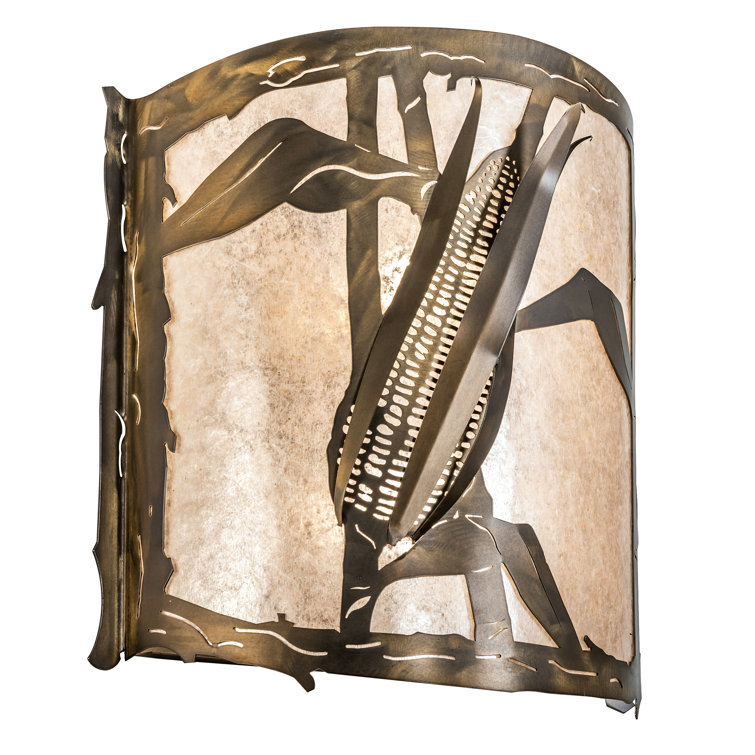 Antique Copper Dual-Light Corn Embossed Sconce