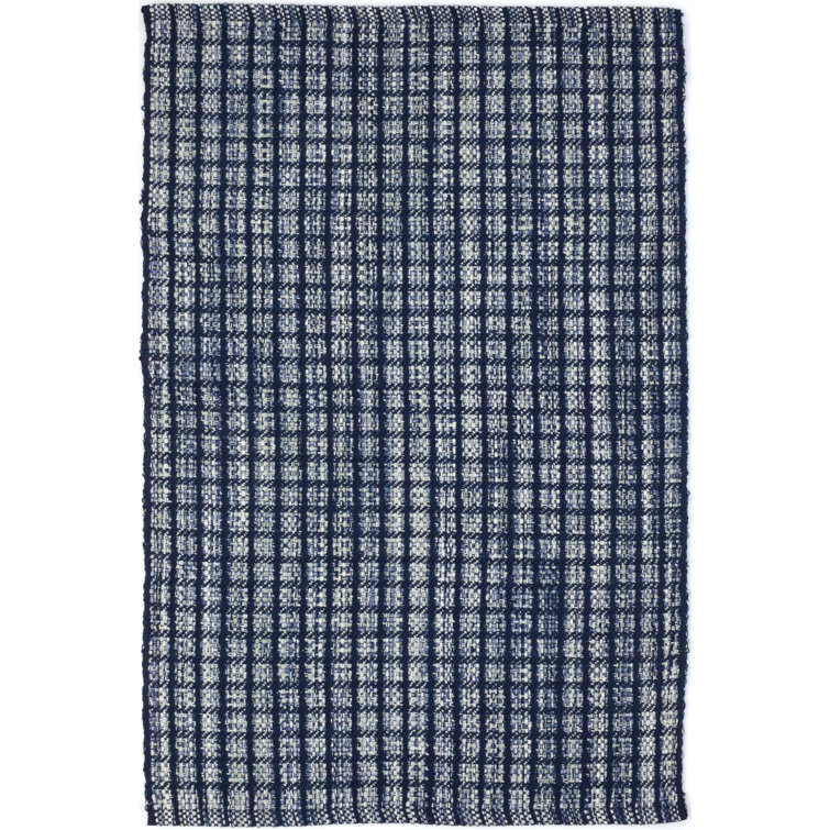Coco Blue Checkerboard Handwoven Indoor/Outdoor Rug 2' x 3'