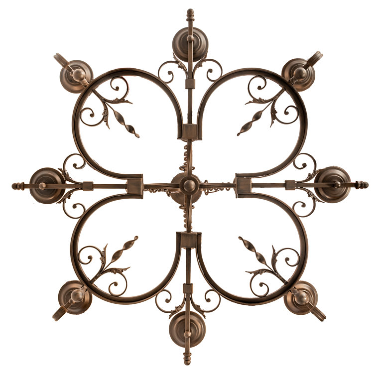 Rustic Iron 8-Light Chandelier with Faux Candlelights