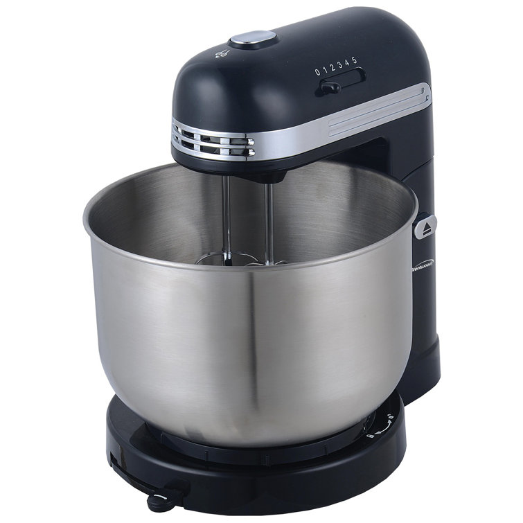 Black 5-Speed Stand Mixer with Stainless Steel Bowl
