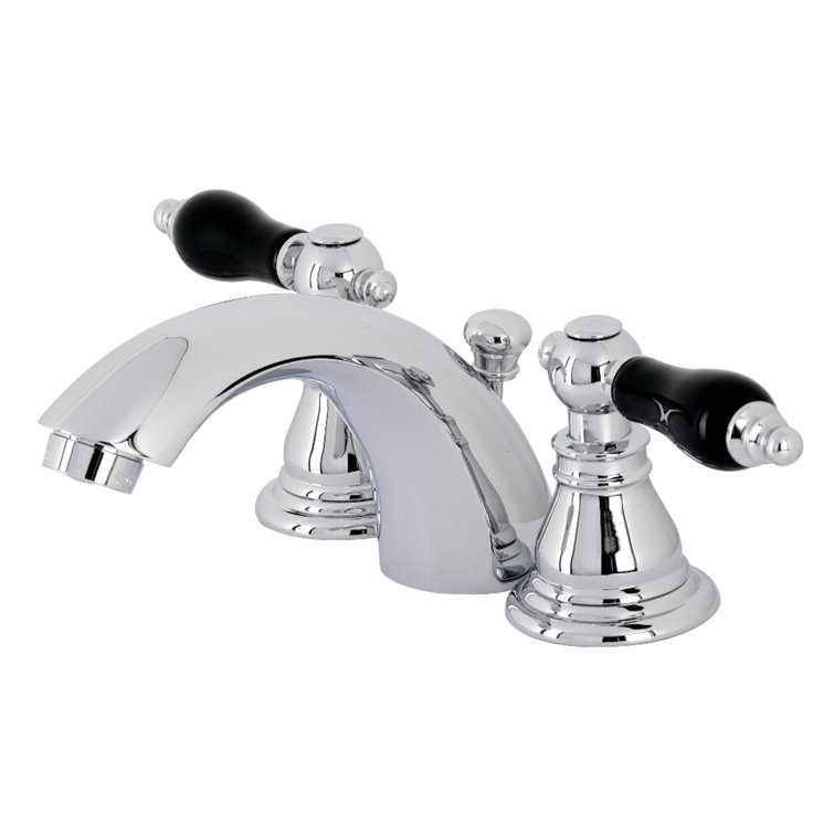 Duchess Polished Chrome Mini-Widespread Bathroom Faucet with Black Porcelain Handles
