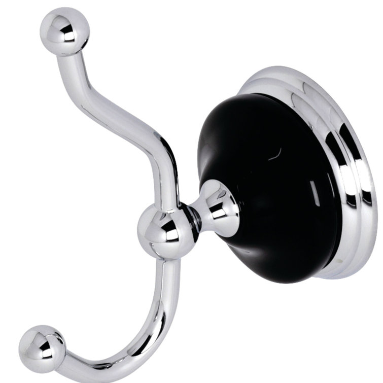 Polished Chrome and Black Double Robe Hook