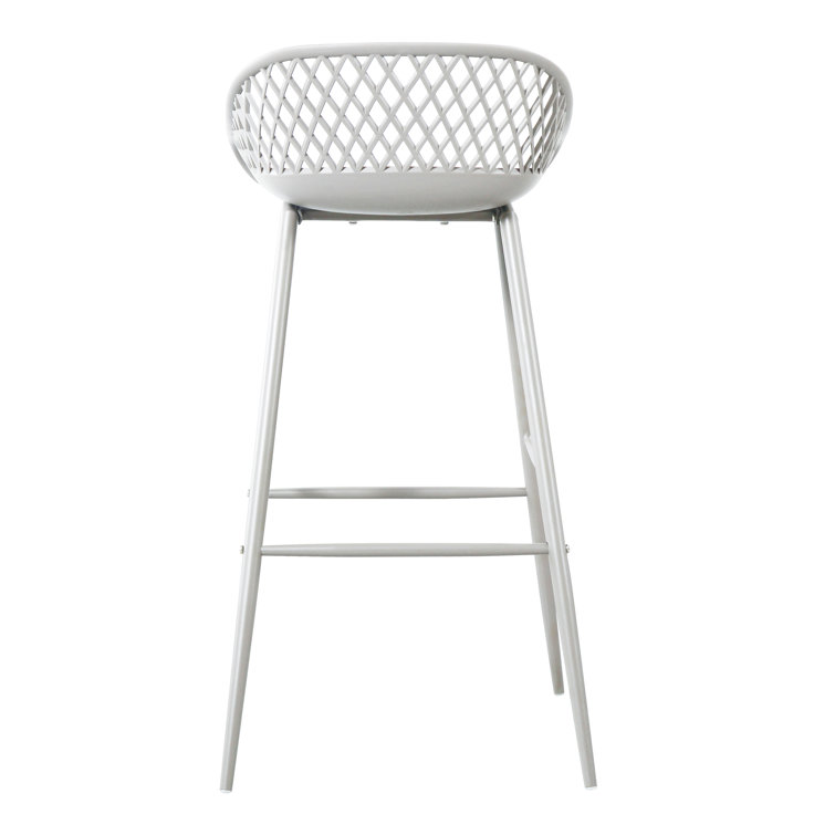 White 29" Modern Low-Back Patio Bar Stools Set of 2