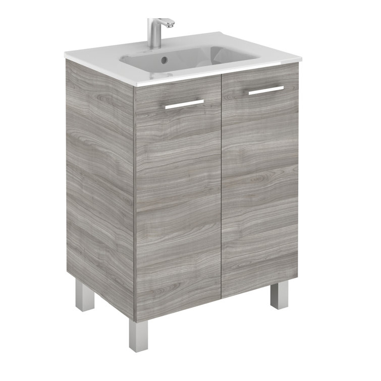 Sandy Grey 28" Freestanding Single Basin Vanity with Ceramic Top