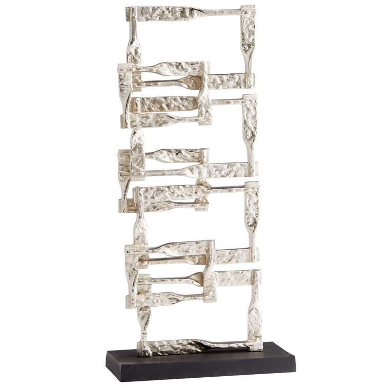 Akira Abstract Aluminum Sculpture in Matte Black and Nickel