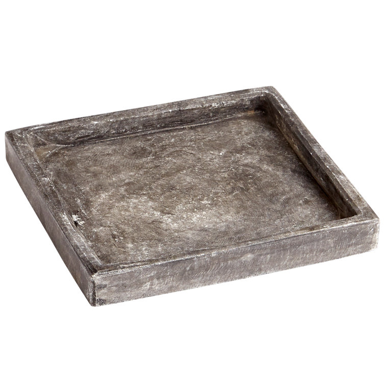 Gray Marble 10" Square Contemporary Tray
