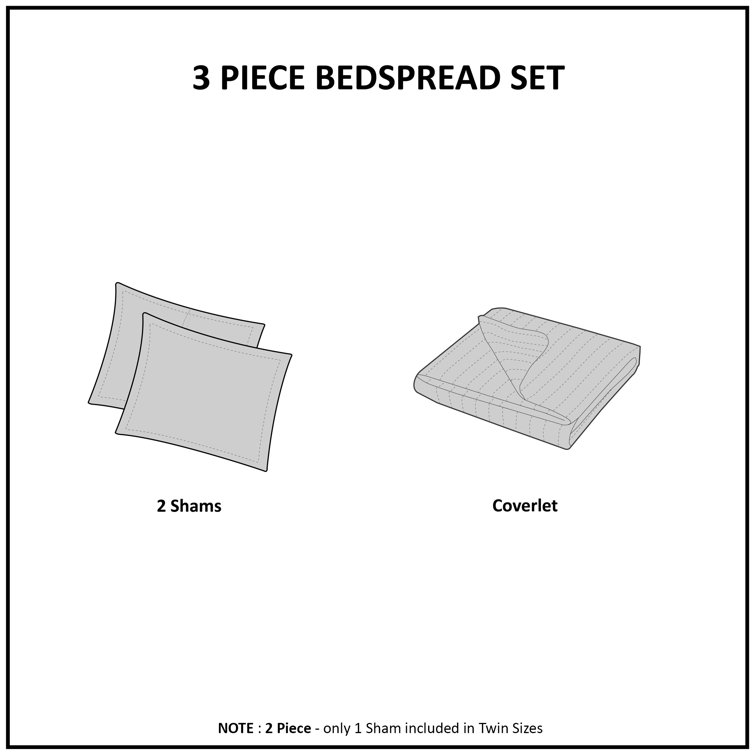 Cream Microfiber Queen Reversible Bedspread Set