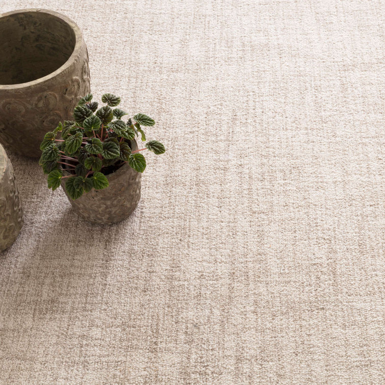 Handmade Ivory Wool Rectangular Area Rug with Crosshatch Design