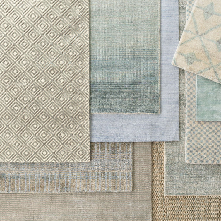 Indigo Mist Handwoven Flatweave Viscose-Cotton Blend Area Rug, 5' x 8'