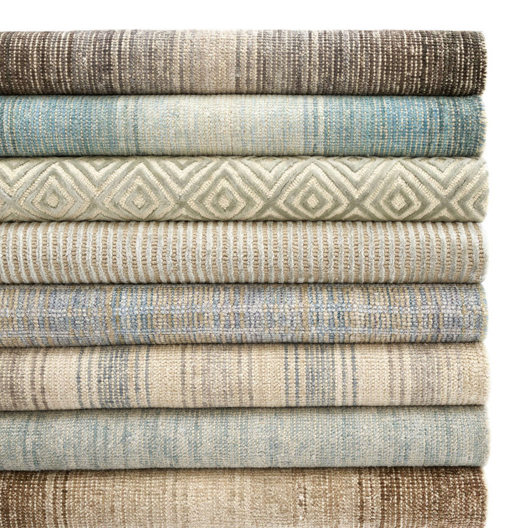 Indigo Mist Handwoven Flatweave Viscose-Cotton Blend Area Rug, 5' x 8'