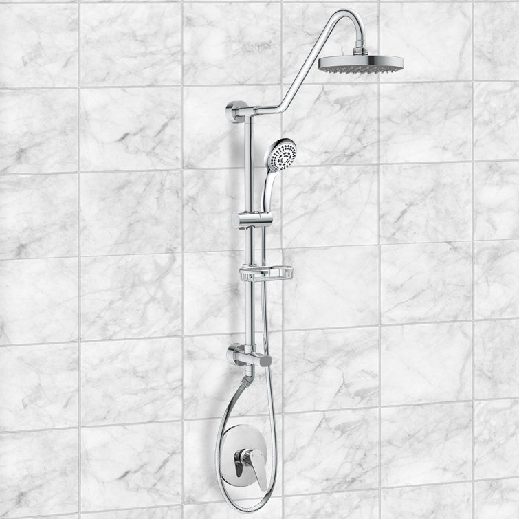 Chrome Adjustable Height Rain Shower System with Handheld