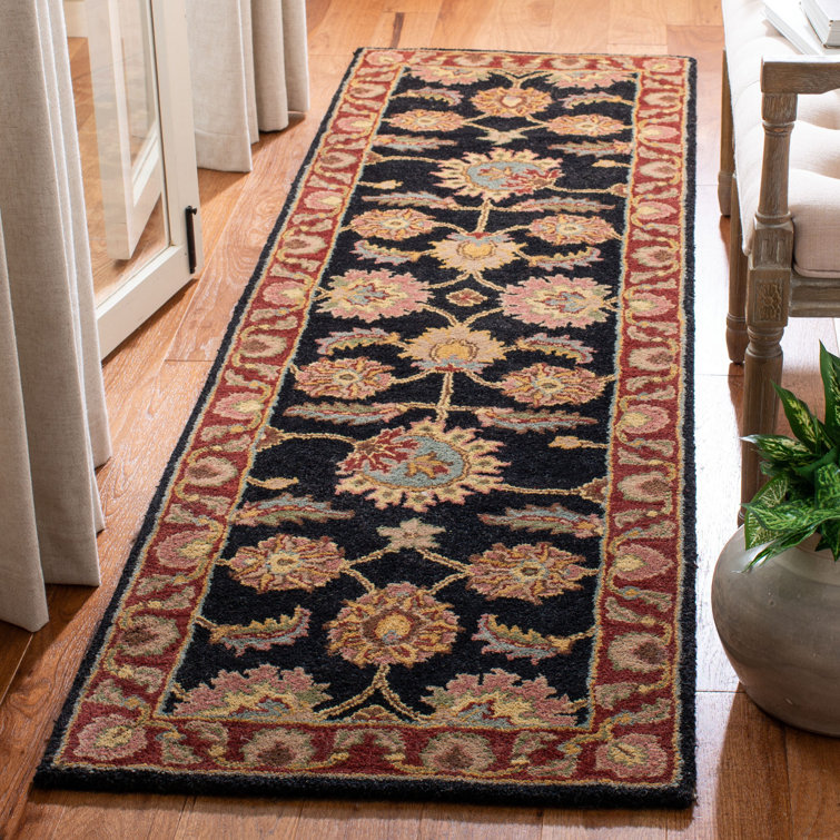 Redwood Hand Tufted Wool Black and Rust Red Oriental Rug