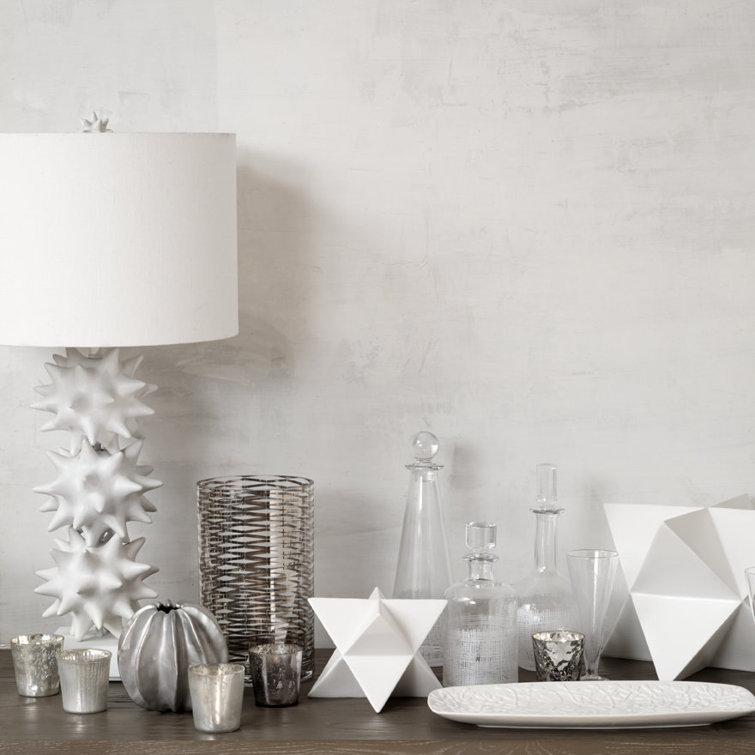 Matte Silver Ceramic Ridged Round Vase