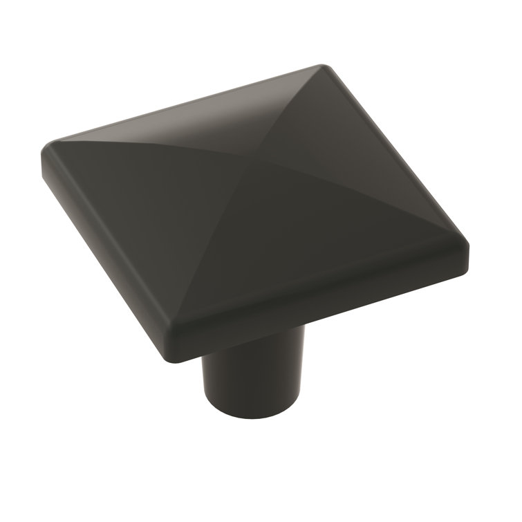 Matte Black Square Modern Cabinet Knob with Mounting Hardware