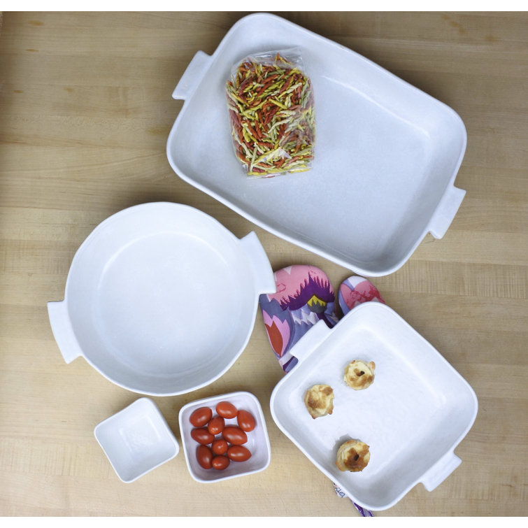 White Ceramic Stoneware Square Baker with Handles