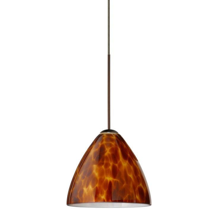Amber Cloud Glass Bell Pendant Light with Bronze Finish