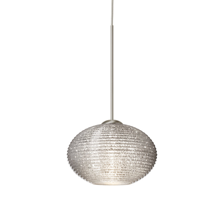 Mini Lasso Globe Pendant in Satin Nickel with Glitter Glass