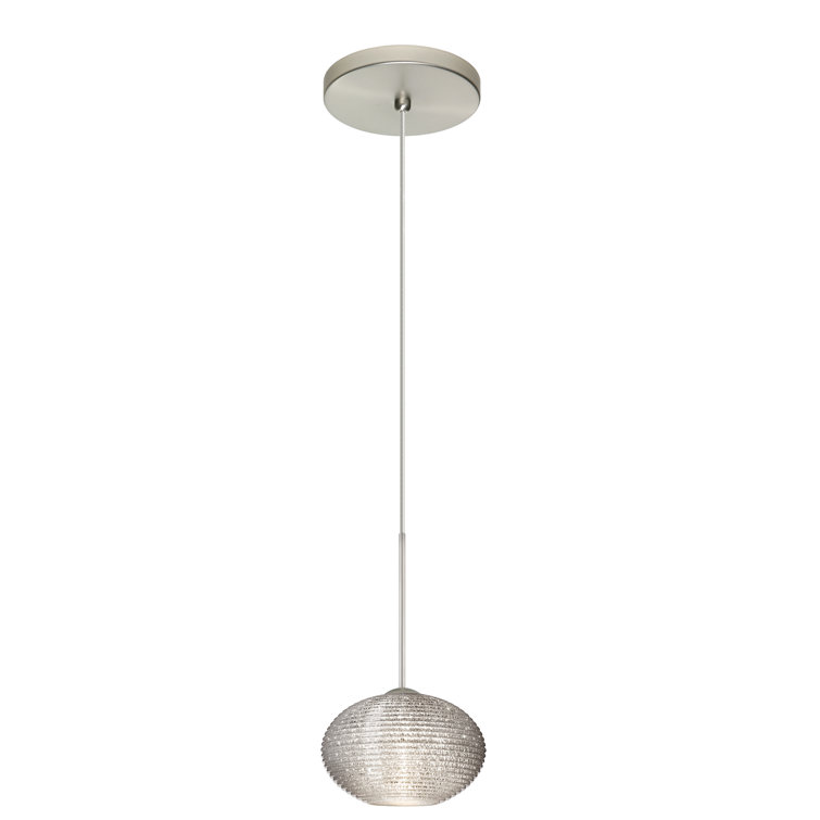 Mini Lasso Globe Pendant in Satin Nickel with Glitter Glass