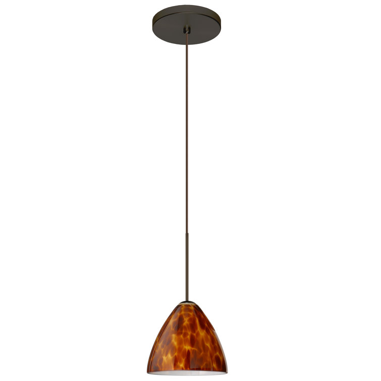 Amber Cloud Glass Bell Pendant Light with Bronze Finish