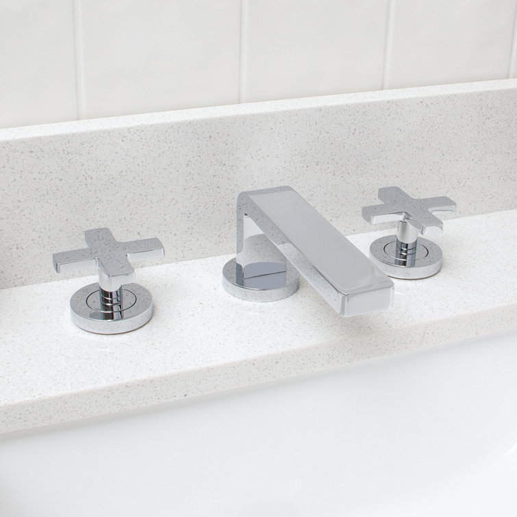 Polished Chrome Widespread Bathroom Faucet with Cross Handles