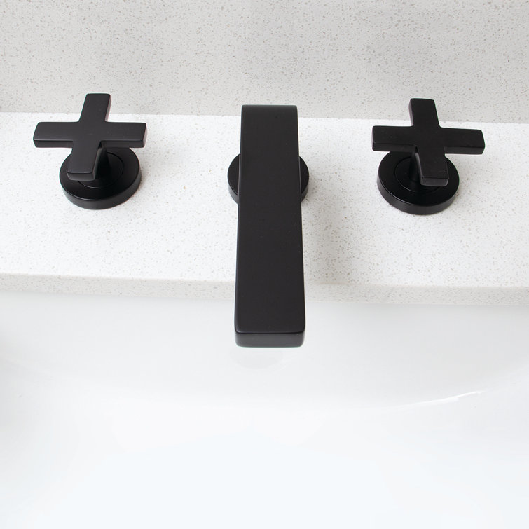 Matte Black Brass and Zinc Widespread Bathroom Faucet
