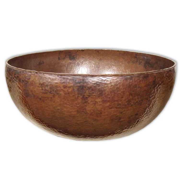 Hand-Hammered Copper Round Vessel Bathroom Sink