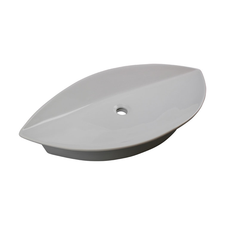 White Ceramic Oval Above-Counter Vessel Sink with Reno-Gloss Finish