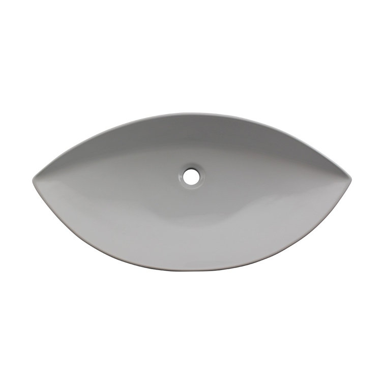 White Ceramic Oval Above-Counter Vessel Sink with Reno-Gloss Finish