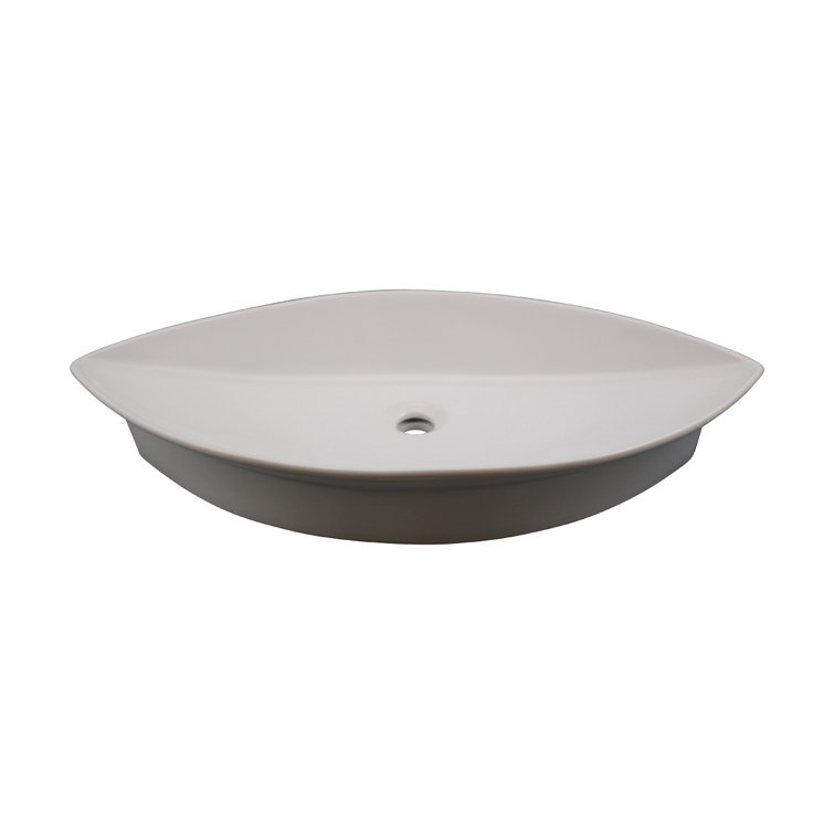 White Ceramic Oval Above-Counter Vessel Sink with Reno-Gloss Finish