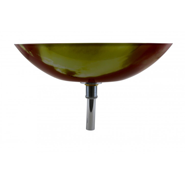 Sunset Oval Tempered Glass Vessel Sink with Drain