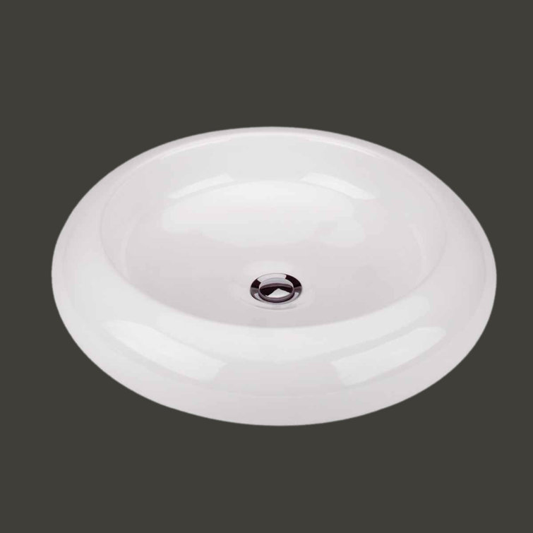 20'' White Ceramic Round Countertop Bathroom Vessel Sink