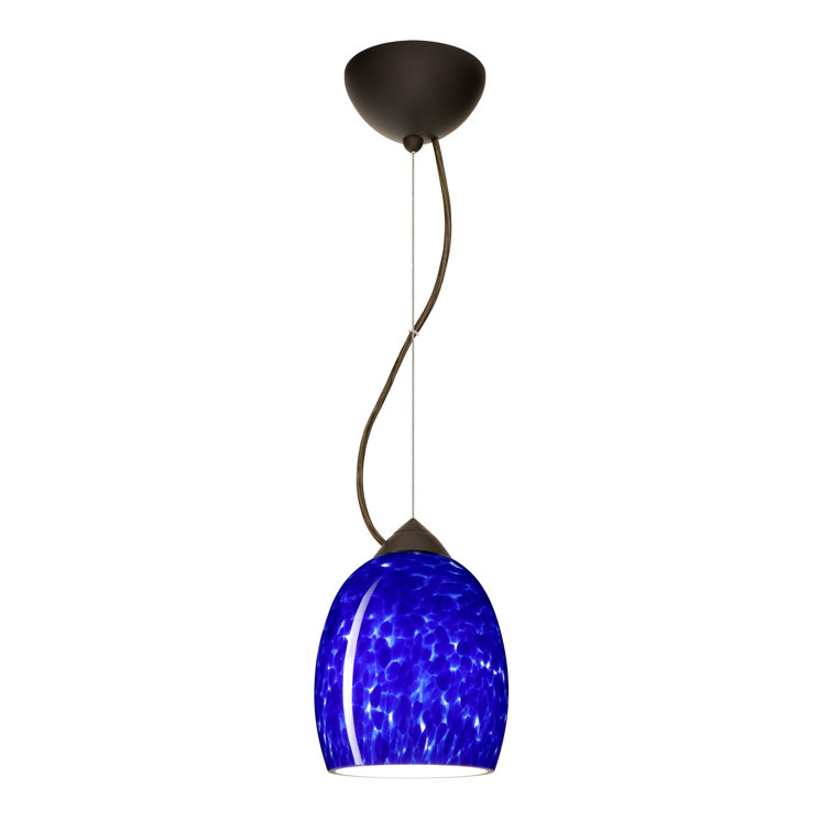 Lucia Blue Cloud Glass Mini Pendant Light with Bronze Finish