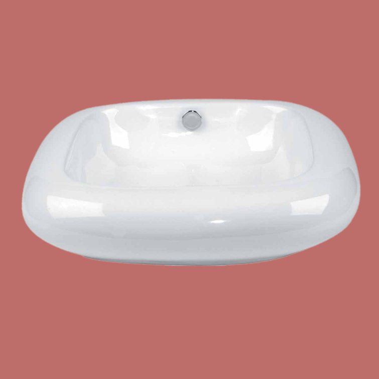 Capri 21" White Ceramic Countertop Vessel Sink with Reno-Gloss Finish