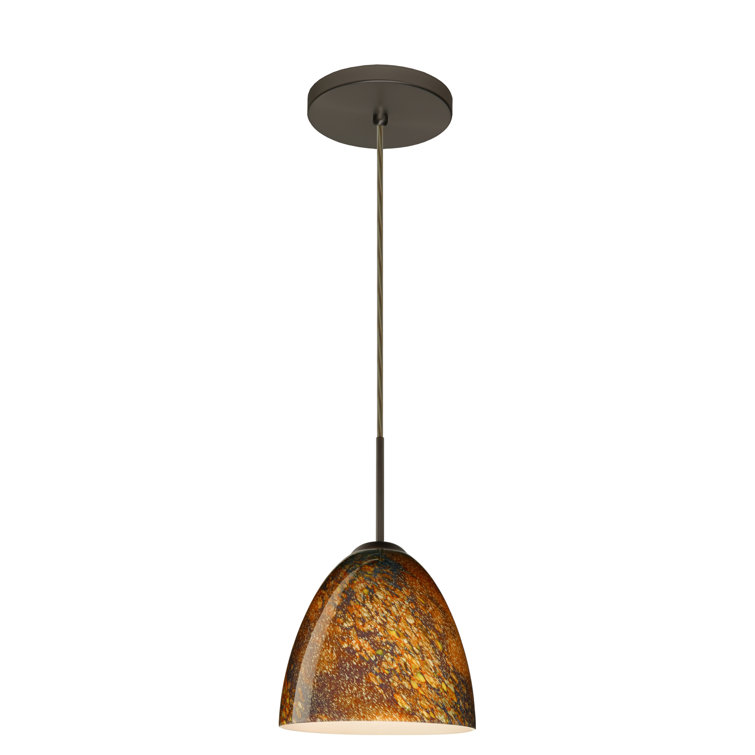 Bronze Mini Pendant Light with Opal Matte Glass Shade