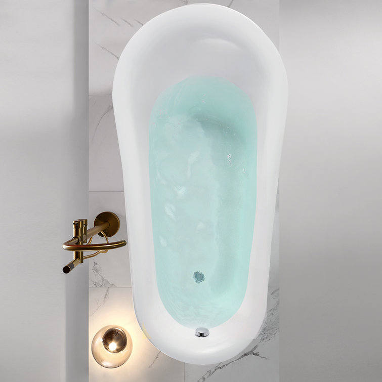 71" White Acrylic Freestanding Soaking Bathtub