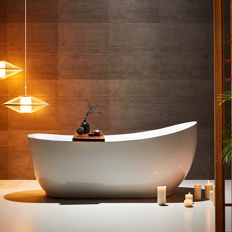 71'' White Acrylic Freestanding Soaking Bathtub