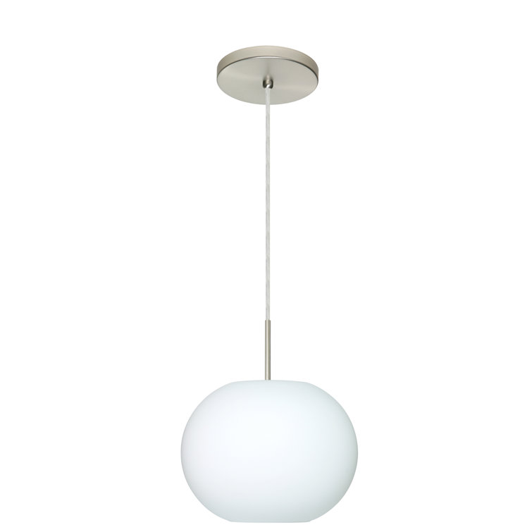 Luna Opal Frost Globe Pendant in Satin Nickel with LED Lighting